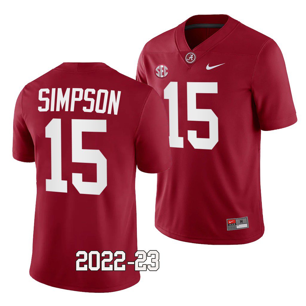 Men's Alabama Crimson Tide Ty Simpson #15 Crimson 2022-23 Uniform NCAA College Football Jersey